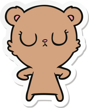 Bir insan tarafından çizilmiş barışçıl bir ayı yavrusunun çıkartması.