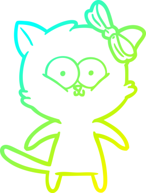 Bir insan tarafından çizilen çizgi film kedisinin soğuk gradyan çizgisi.