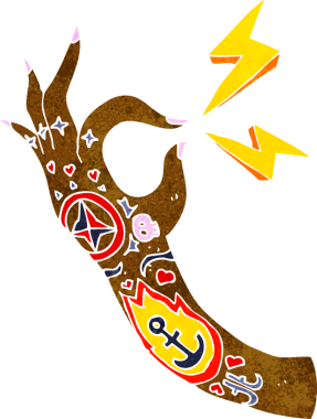 Bir insan tarafından çizilmiş bir dövme kolu sembolü.