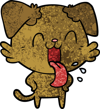 Bir insan tarafından çizilmiş nefes nefese bir köpek.