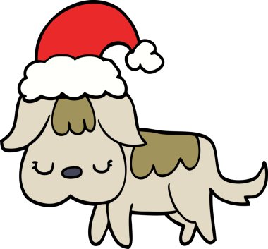 Bir insan tarafından çizilmiş şirin bir Noel köpeği.