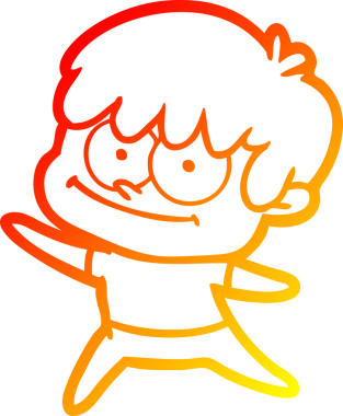 Bir insan tarafından çizilmiş mutlu bir çizgi film karakteri çizimi.