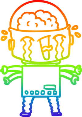 gökkuşağı gradyan çizimi bir insan tarafından çizilmiş ağlayan bir robot çizgi