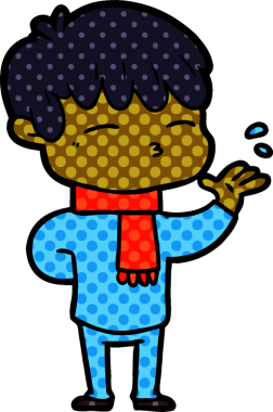 Bir insan tarafından çizilmiş meraklı bir çocuk.