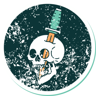 Bir insan tarafından çizilmiş bir kafatasının sembolik dövmeli görüntüsü.