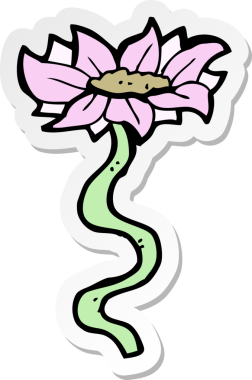 Bir insan tarafından çizilmiş karikatür çiçeğinin çıkartması.