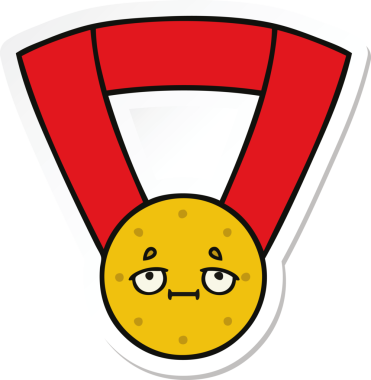 Bir insan tarafından çizilmiş şirin bir altın madalyanın çıkartması.