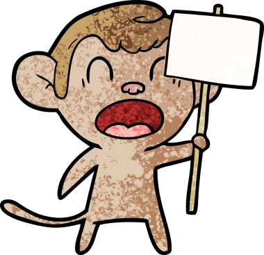 Bir insan tarafından çizilmiş bağıran çizgi maymun.