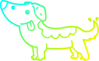 Bir insan tarafından çizilen çizgi film köpeğinin soğuk gradyan çizgisi.