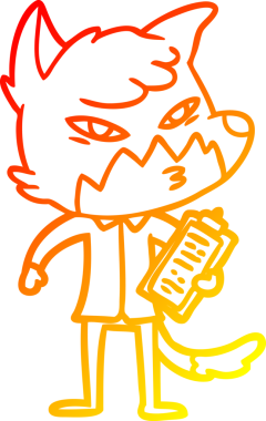 Bir insan tarafından çizilmiş akıllı bir tilkinin sıcak çizgi çizimi