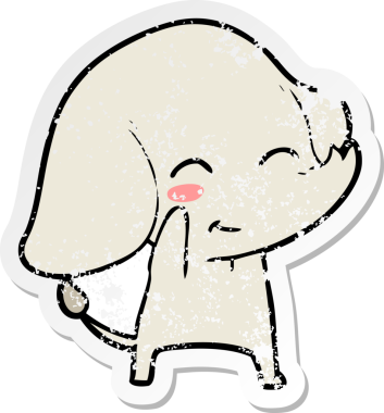 Bir insan tarafından çizilmiş şirin bir filin sıkıntılı çıkartması