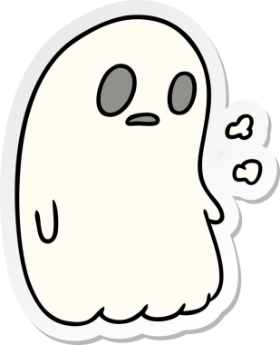 Bir insan tarafından çizilmiş sevimli bir kawai hayaletinin karikatür çizimi.