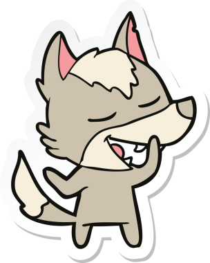 Bir insan tarafından çizilmiş bir kurt çizgi filminin çıkartması.