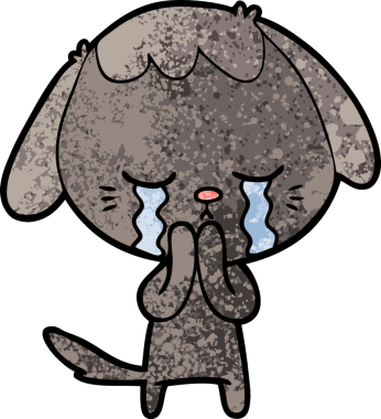 Bir insan tarafından çizilmiş ağlayan bir köpek.