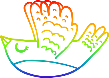 gökkuşağı gradyan çizgi çizimi bir insan tarafından çizilmiş uçan kuş