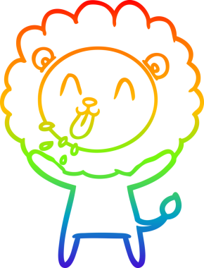 gökkuşağı gradyanı çizimi bir insan tarafından çizilmiş mutlu bir karikatür aslanı