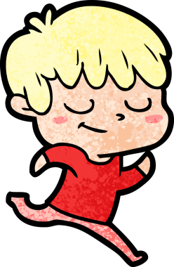 Bir insan tarafından çizilmiş mutlu çocuk çizgi filmi.