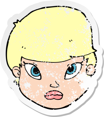 Bir insan tarafından çizilmiş ciddi bir karikatürün gerilimli çıkartması.