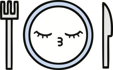 Bir insan tarafından çizilmiş yemek tabağı karikatürü.