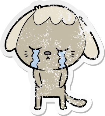 Bir insan tarafından çizilmiş ağlayan şirin bir köpek yavrusu çıkartması.