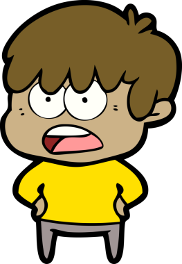 Bir insan tarafından çizilmiş endişeli çizgi film çocuğu.