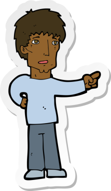 Bir insan tarafından çizilmiş çizgi film karakterinin çıkartması.