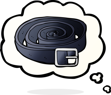 Bir insan tarafından çizilmiş düşünce baloncuklu deri kemer.