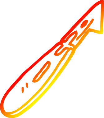 Bir insan tarafından çizilmiş bir karikatür bıçağının sıcak eğim çizgisi.