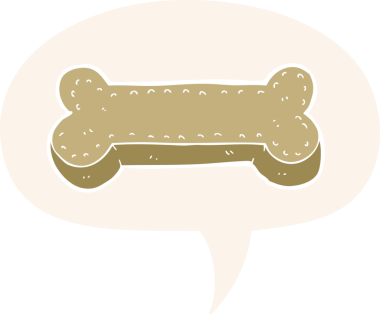 Bir insan tarafından çizilmiş eski tarz konuşma baloncuklu çizgi köpek bisküvisi.