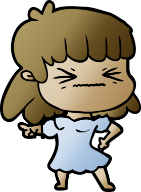 Bir insan tarafından çizilmiş kızgın bir kız.