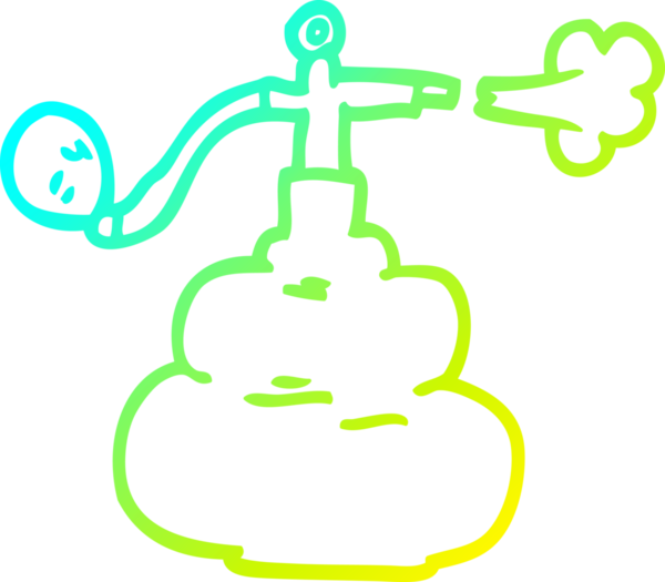 Bir insan tarafından çizilmiş karikatür parfüm şişesinin soğuk gradyan çizgisi.