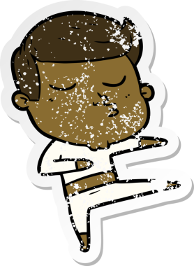 Bir insan tarafından çizilmiş karikatür mankeni adamın sıkıntılı çıkartması.