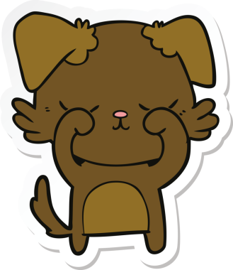 Bir insan tarafından çizilmiş şirin bir köpeğin çıkartması.