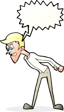 Bir insan tarafından çizilmiş konuşma balonlu kızgın adam çizgi filmi.