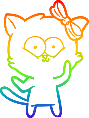 gökkuşağı gradyanı çizimi bir insan tarafından çizilmiş çizgi film kedisi