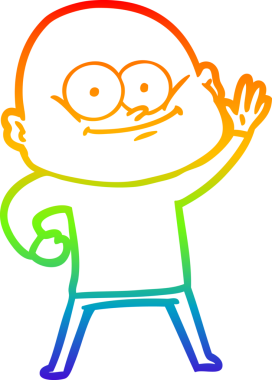 Gökkuşağı gradyan çizgi çizimi bir insan tarafından çizilmiş kel bir adamın çizimi