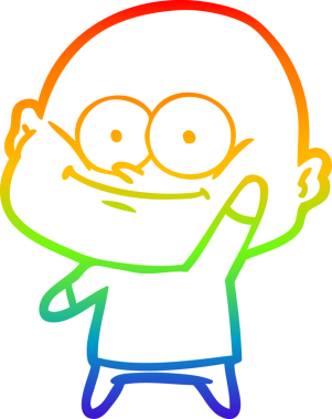 Gökkuşağı gradyan çizgi çizimi bir insan tarafından çizilmiş kel bir adamın çizimi