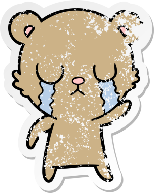 Bir insan tarafından çizilmiş ağlayan çizgi film ayısının sıkıntılı çıkartması.