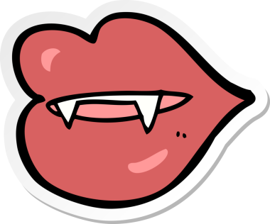 Bir insan tarafından çizilmiş vampir dişlerinin çıkartması.