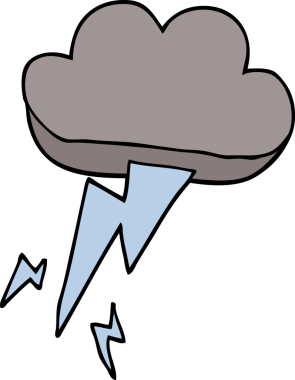 Bir insan tarafından çizilmiş karalama gök gürültüsü ve şimşek.