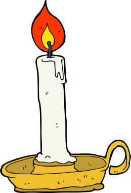 Bir insan tarafından çizilmiş yanan mum.