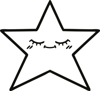 Bir insan tarafından çizilmiş altın yıldızın çizgi çizimi.