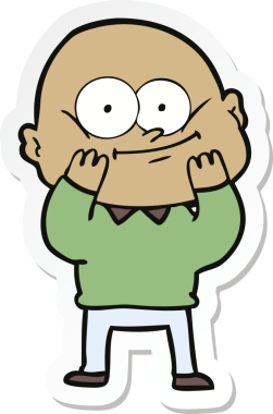 Bir insan tarafından çizilmiş kel bir adamın çıkartması.