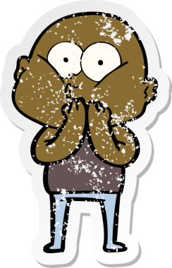 Bir insan tarafından çizilmiş kel bir adamın sıkıntılı çıkartması.