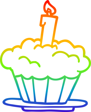 gökkuşağı gradyan çizgisi bir insan tarafından çizilmiş bir doğum günü pastası