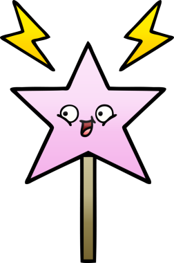 Bir insan tarafından çizilmiş sihirli değneğin gölgeli çizgi filmi.