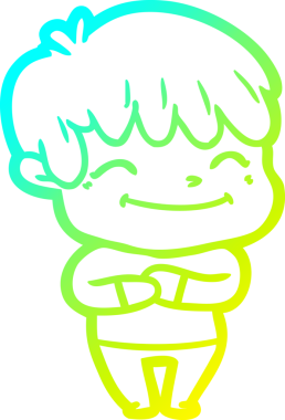 Bir insan tarafından çizilmiş mutlu çizgi film çocuğu çizimi.