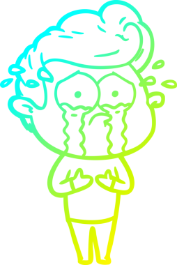 Bir insan tarafından çizilmiş ağlayan bir karikatür çizimi.