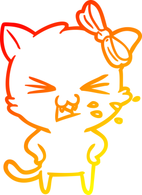 Bir insan tarafından çizilmiş çizgi film kedisinin sıcak çizgi çizimi