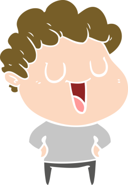 Bir insan tarafından çizilmiş düz renkli karikatür adam.